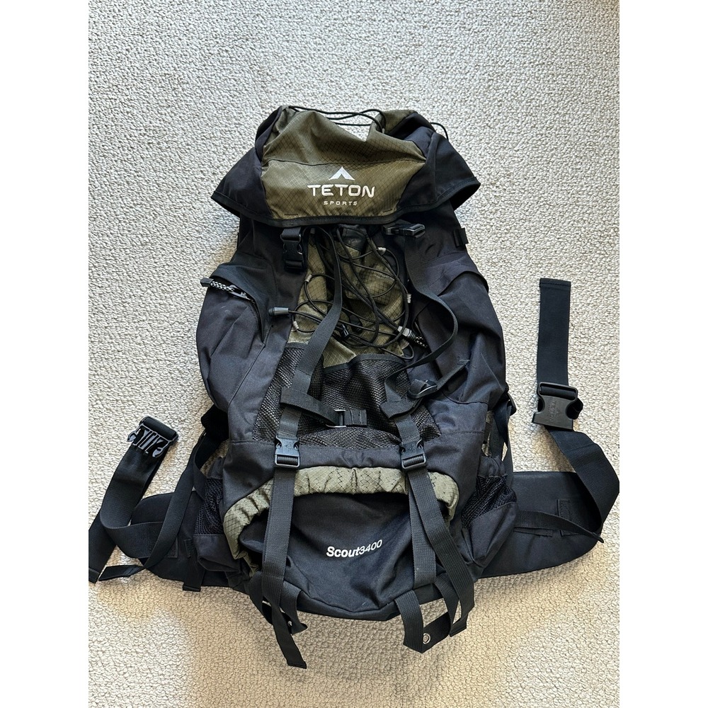 TETON Sports Scout 3400 Backpack Green Black Internal Frame Hiking Pack
